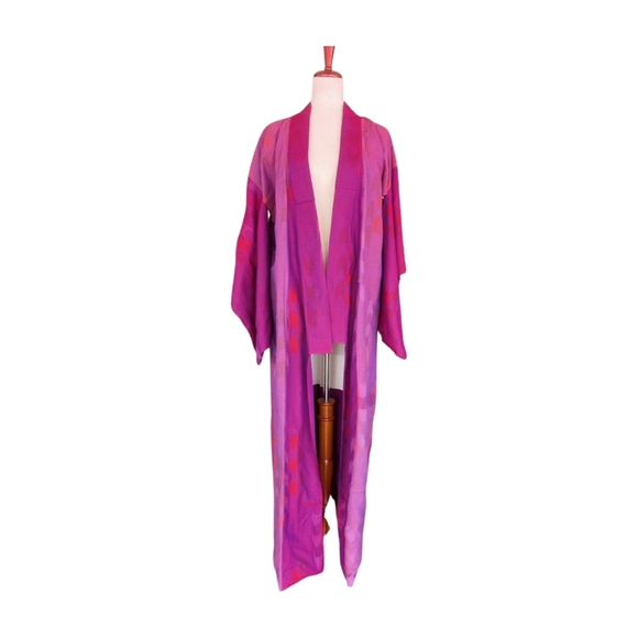 Vintage Fuchsia Japanese Kimono OS Fits Most - Picture 1 of 13